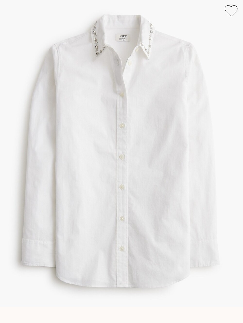 J. Crew Factory White Button-Down Shirt with Crystal-Embellished Collar
